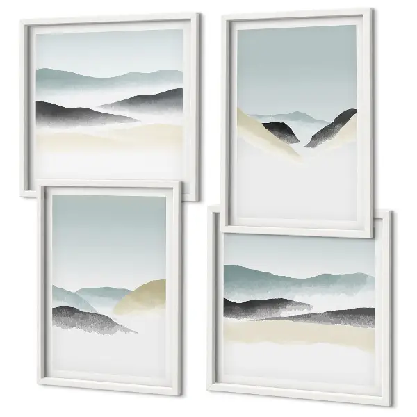 Moderní sada obrazů minimalistické pastely s motivem hor