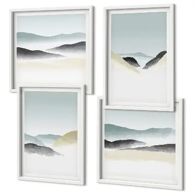 Moderní sada obrazů minimalistické pastely s motivem hor
