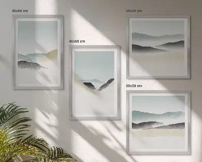 Moderní sada obrazů minimalistické pastely s motivem hor