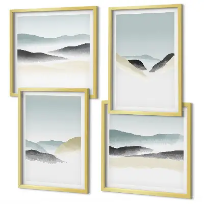 Moderní sada obrazů minimalistické pastely s motivem hor