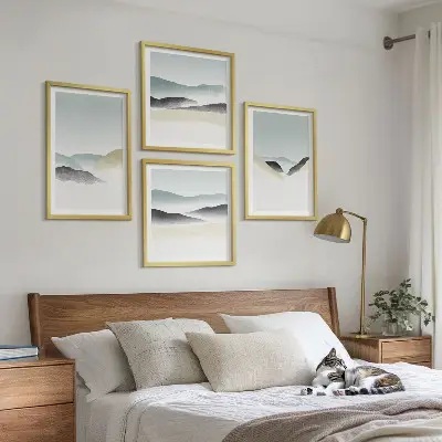 Moderní sada obrazů minimalistické pastely s motivem hor
