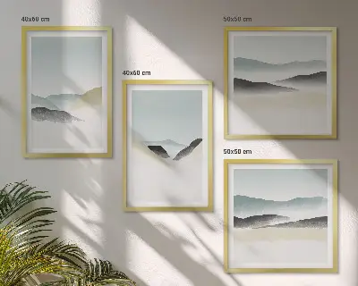 Moderní sada obrazů minimalistické pastely s motivem hor