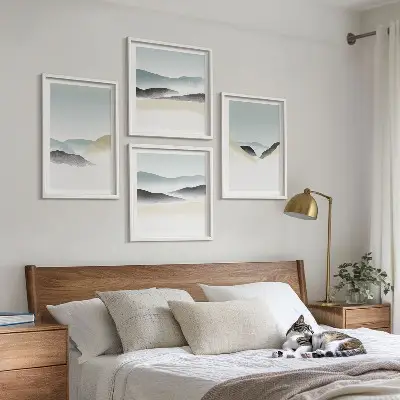 Moderní sada obrazů minimalistické pastely s motivem hor