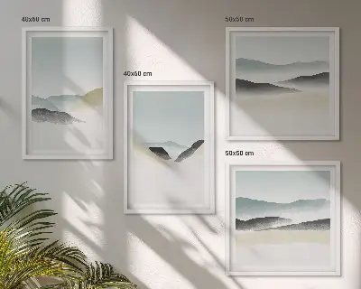 Moderní sada obrazů minimalistické pastely s motivem hor