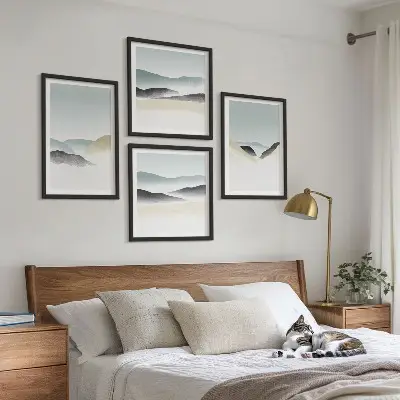 Moderní sada obrazů minimalistické pastely s motivem hor