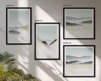 Moderní sada obrazů minimalistické pastely s motivem hor