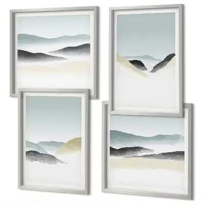 Moderní sada obrazů minimalistické pastely s motivem hor
