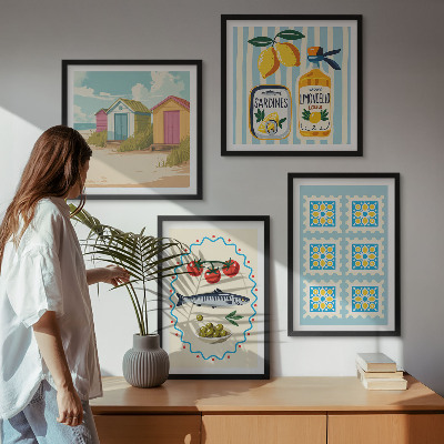 Moderní sada obrazů Ilustrace středomořské kuchyně