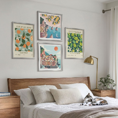 Moderní sada obrazů Ovocné vzory vintage plakáty