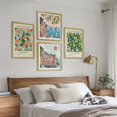 Moderní sada obrazů Ovocné vzory vintage plakáty