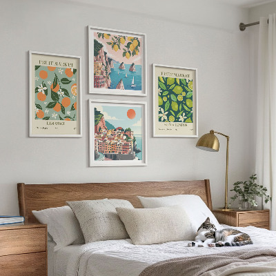 Moderní sada obrazů Ovocné vzory vintage plakáty