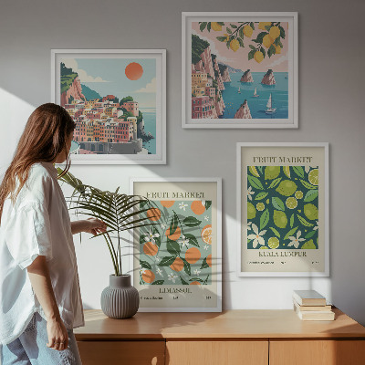 Moderní sada obrazů Ovocné vzory vintage plakáty