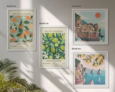 Moderní sada obrazů s motivem vintage ovocných vzorů