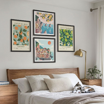 Moderní sada obrazů Ovocné vzory vintage plakáty