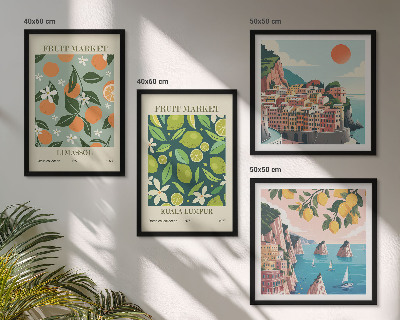 Moderní sada obrazů Ovocné vzory vintage plakáty