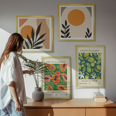 Moderní sada obrazů Boho ovocné vzory papáji