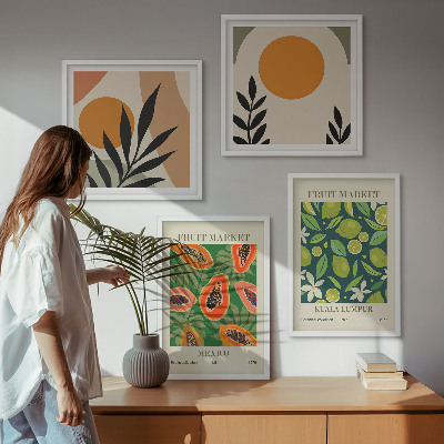 Moderní sada obrazů Boho ovocné vzory papáji