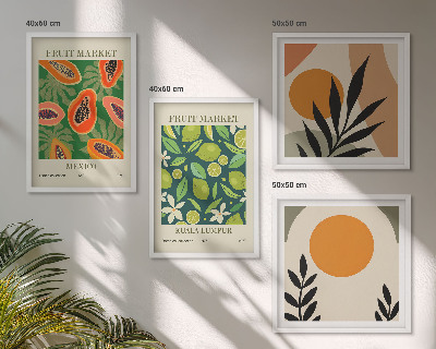 Moderní sada obrazů Boho ovocné vzory papáji
