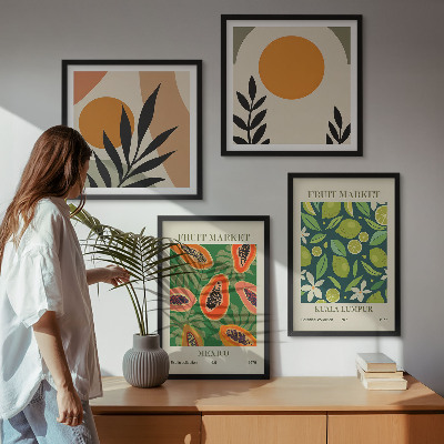 Moderní sada obrazů Boho ovocné vzory papáji