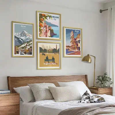 Dekorativní sada obrazů retro ilustrace slavných míst