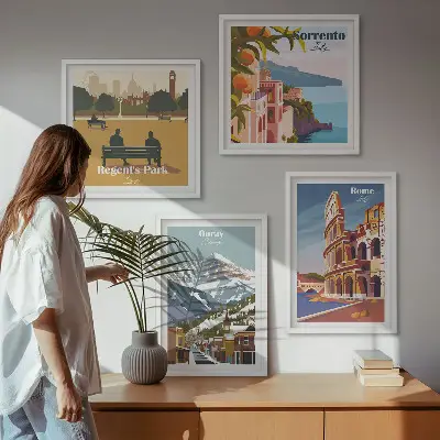Dekorativní sada obrazů retro ilustrace slavných míst