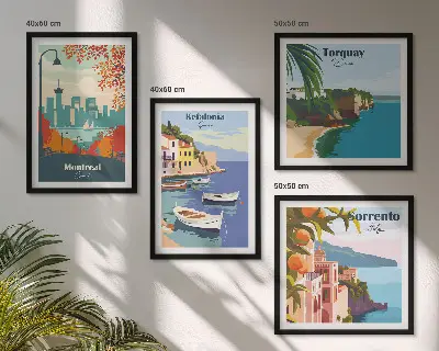 Sada moderních obrazů retro pohledy na města z celého světa