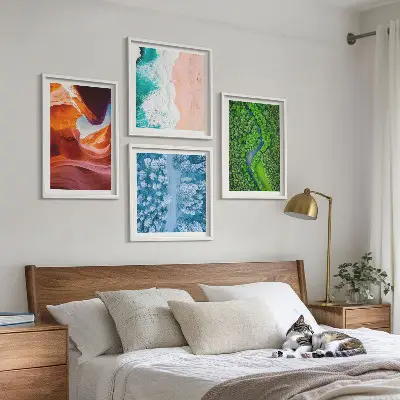 Moderní sada obrazů zeleneň vodního kaňonu v zimě