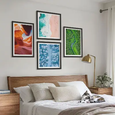 Moderní sada obrazů zeleneň vodního kaňonu v zimě