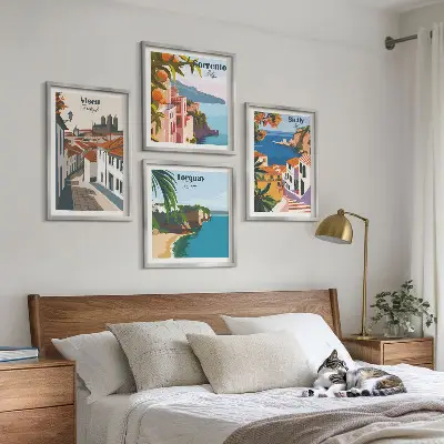 Dekorativní sada obrazů retro ilustrace světových měst