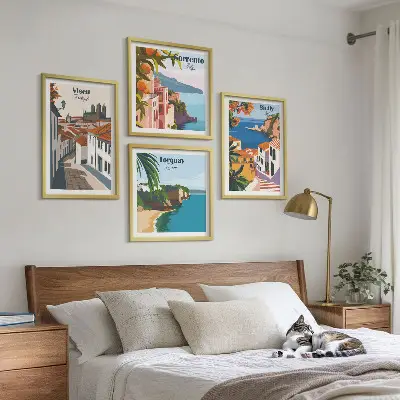 Dekorativní sada obrazů retro ilustrace světových měst
