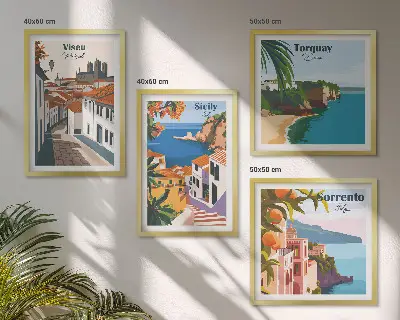Dekorativní sada obrazů retro ilustrace světových měst