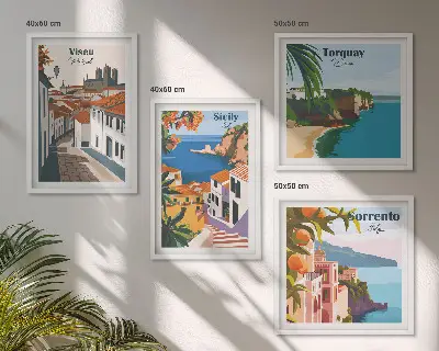 Dekorativní sada obrazů retro ilustrace světových měst