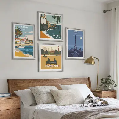 Moderní sada obrazů architektura pobřežních měst