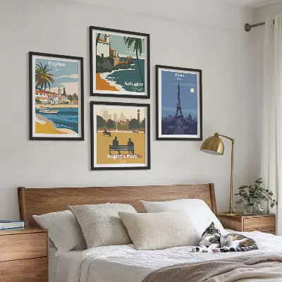 Moderní sada obrazů architektura pobřežních měst