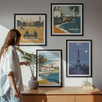Moderní sada obrazů architektura pobřežních měst