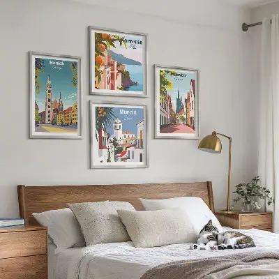 Moderní sada obrazů evropská města v barevných ilustracích