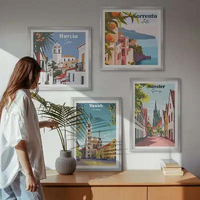Moderní sada obrazů evropská města v barevných ilustracích