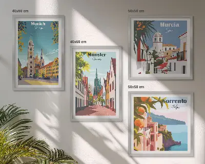 Moderní sada obrazů evropská města v barevných ilustracích