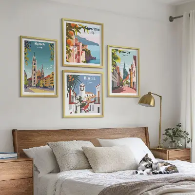 Moderní sada obrazů evropská města v barevných ilustracích