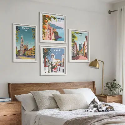 Moderní sada obrazů evropská města v barevných ilustracích