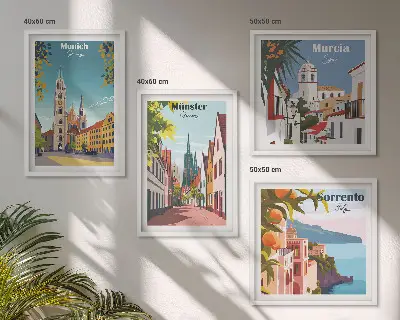 Moderní sada obrazů evropská města v barevných ilustracích