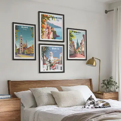 Moderní sada obrazů evropská města v barevných ilustracích