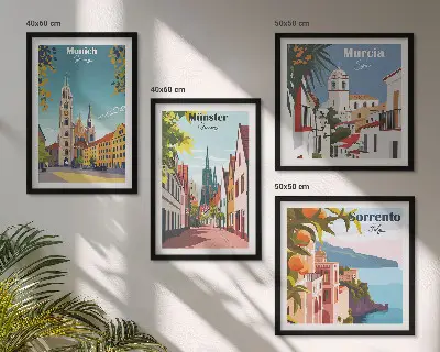 Moderní sada obrazů evropská města v barevných ilustracích