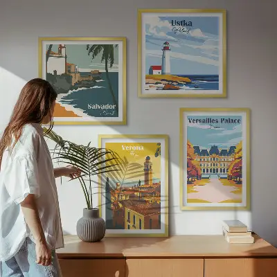Dekorativní sada obrazů výhledy na slavná místa u moře