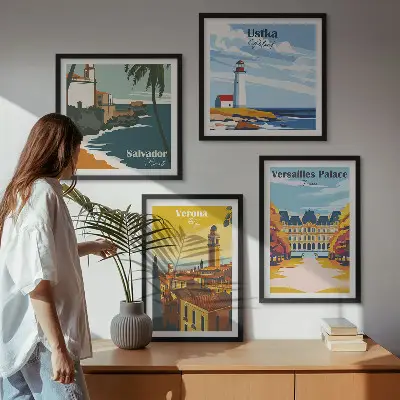 Dekorativní sada obrazů výhledy na slavná místa u moře