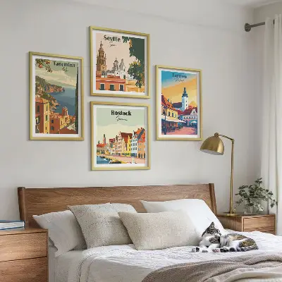 Sada obrazů Architektura pobřežních měst moderní provedení