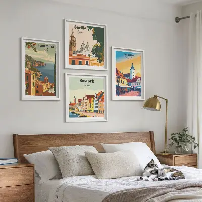 Sada obrazů Architektura pobřežních měst moderní provedení