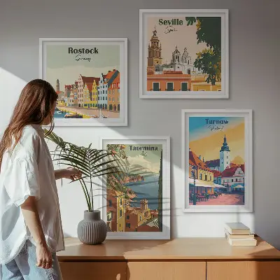 Sada obrazů Architektura pobřežních měst moderní provedení