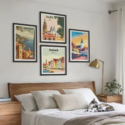 Sada obrazů Architektura pobřežních měst moderní provedení