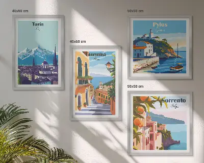 Moderní sada obrazů barevné ilustrace retro měst